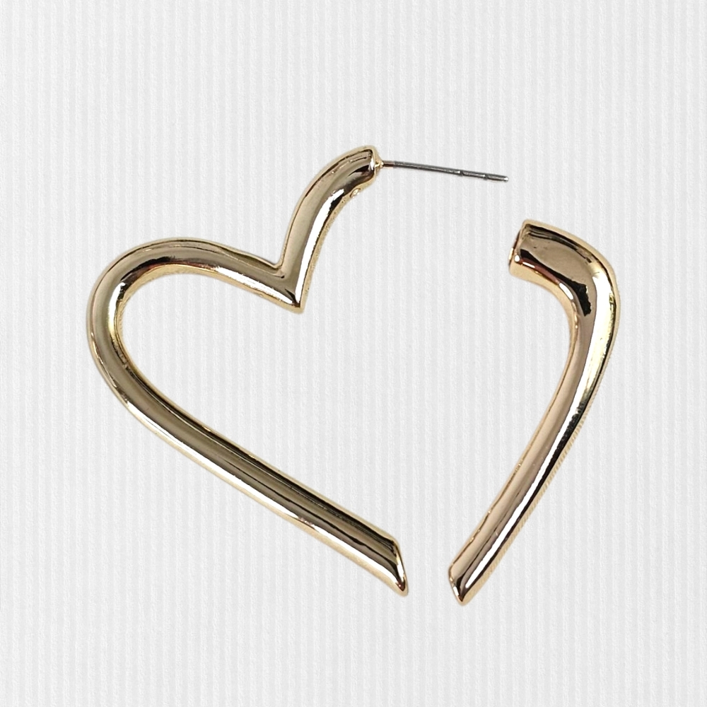 Baublebar Gold Heart Hoop Earrings Statement Minimalist Modern‎ Jewelry - Picture 4 of 7